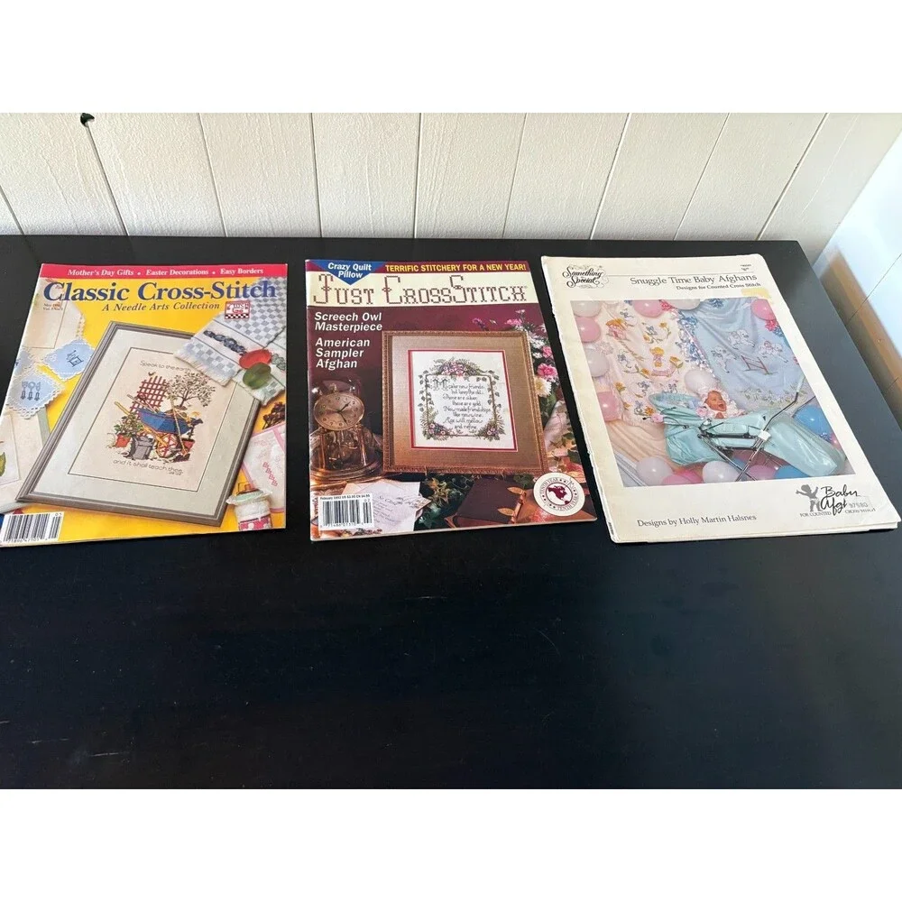 Vintage 1990s Cross Stitch Pattern Booklets Magazines Lot of 18 Needlework